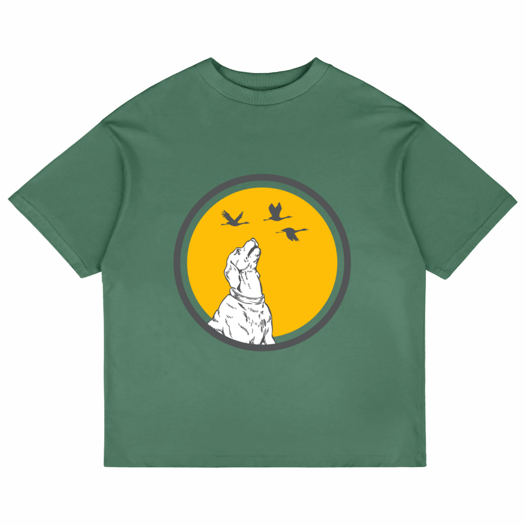 Dog With Birds (Forest Green)