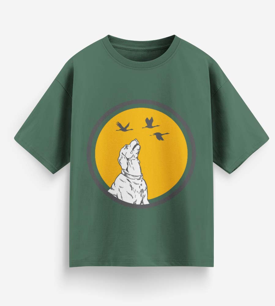 Dog With Birds (Forest Green)