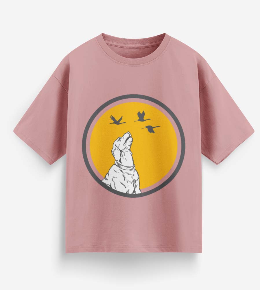 Dog With Birds (Pastel Pink)