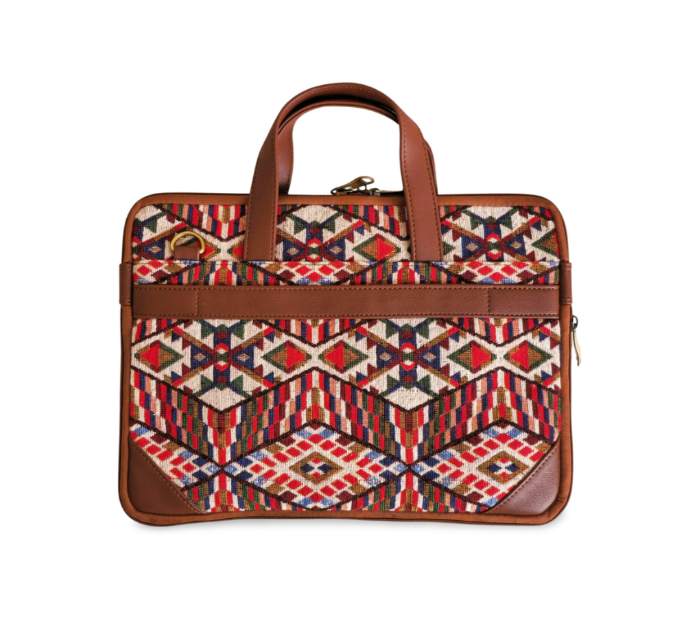 Brown & Red Expandable 14" Laptop Bag