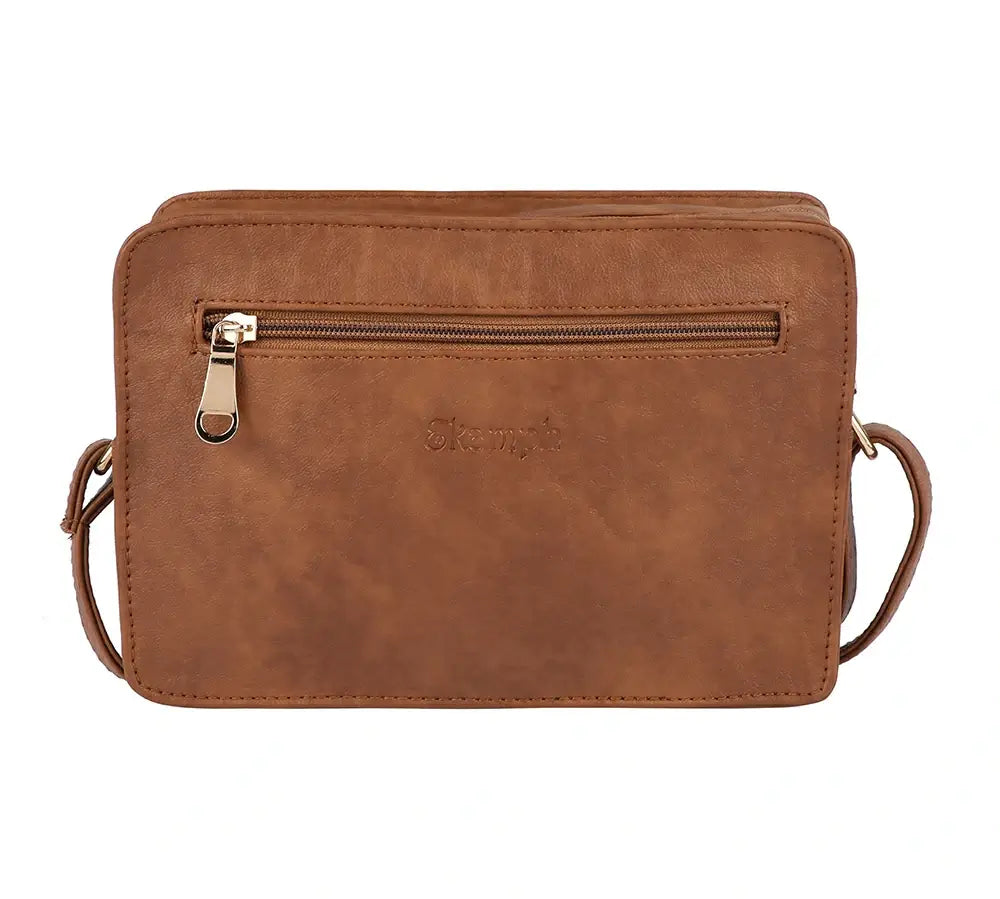 Tan & Lime Green "Main Apni Favourite Hoon" Croc Box Sling Bag