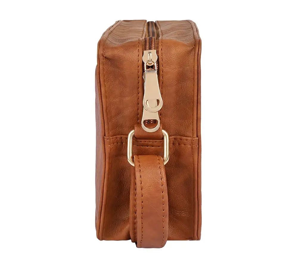 Tan & Lime Green "Main Apni Favourite Hoon" Croc Box Sling Bag