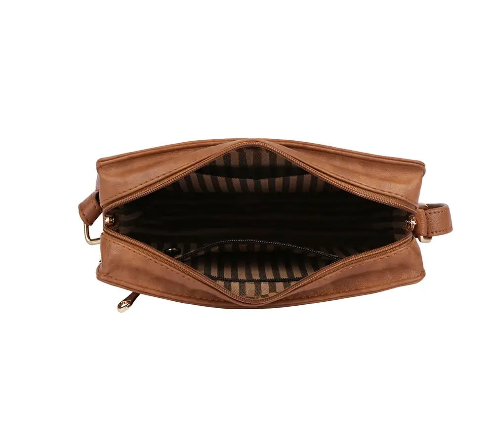 Tan & Lime Green "Main Apni Favourite Hoon" Croc Box Sling Bag
