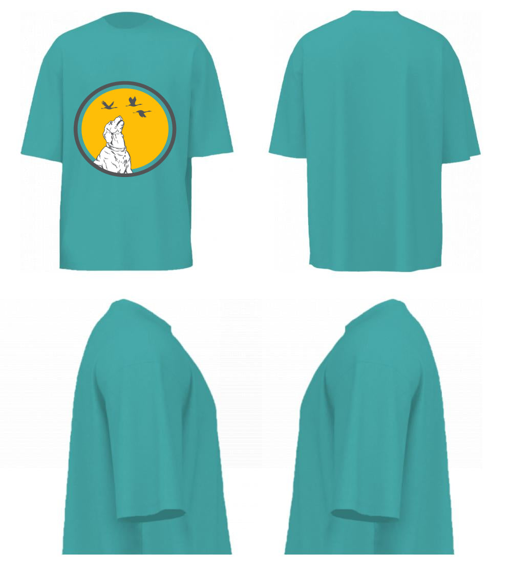 Dog With Birds (Dusty Turquoise)