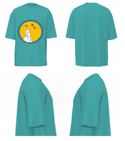 Dog With Birds (Dusty Turquoise)