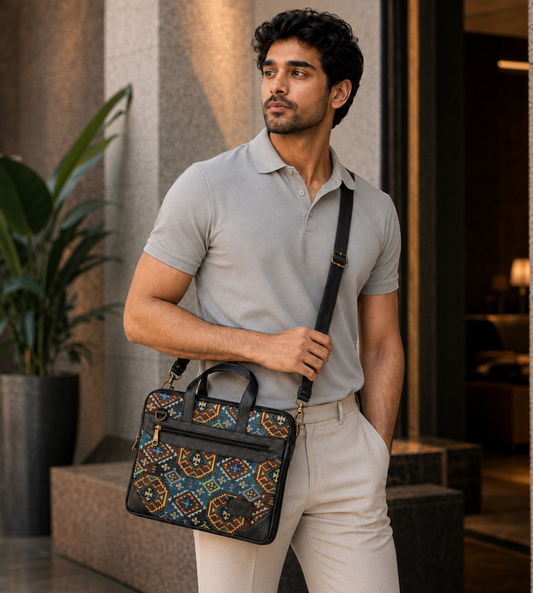Black & Blue Green Expandable 14" Laptop Bag
