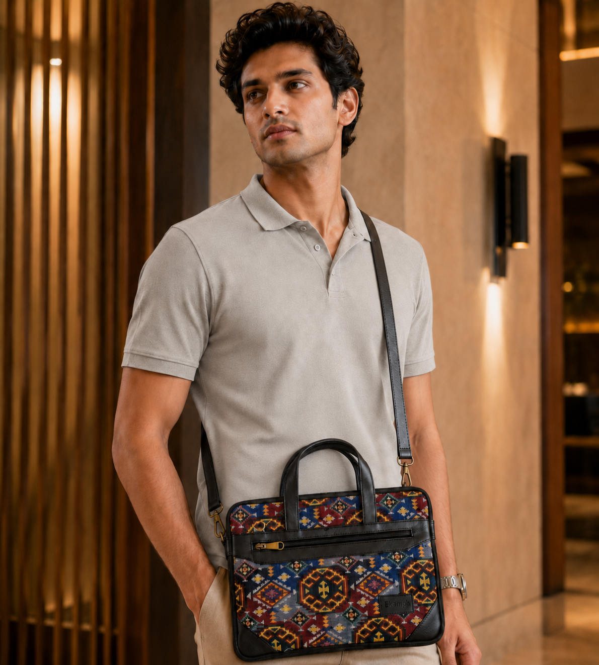 Black & Blue Maroon Expandable 14" Laptop Bag
