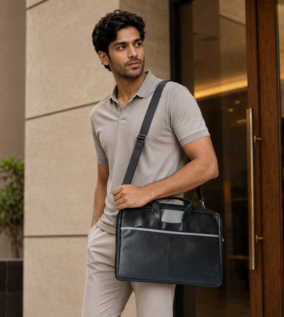 Black & Grey Non-Expandable Backpack Laptop Bag