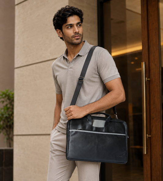 Black & Grey Non-Expandable Backpack Laptop Bag