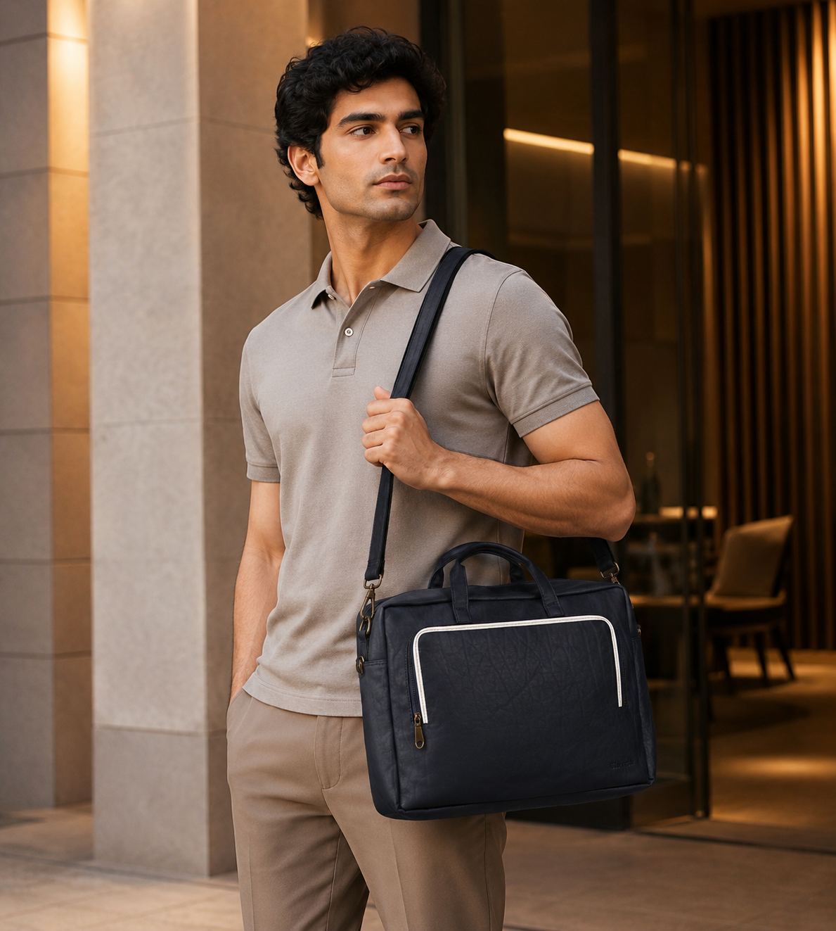 Blue & White Laptop Bag