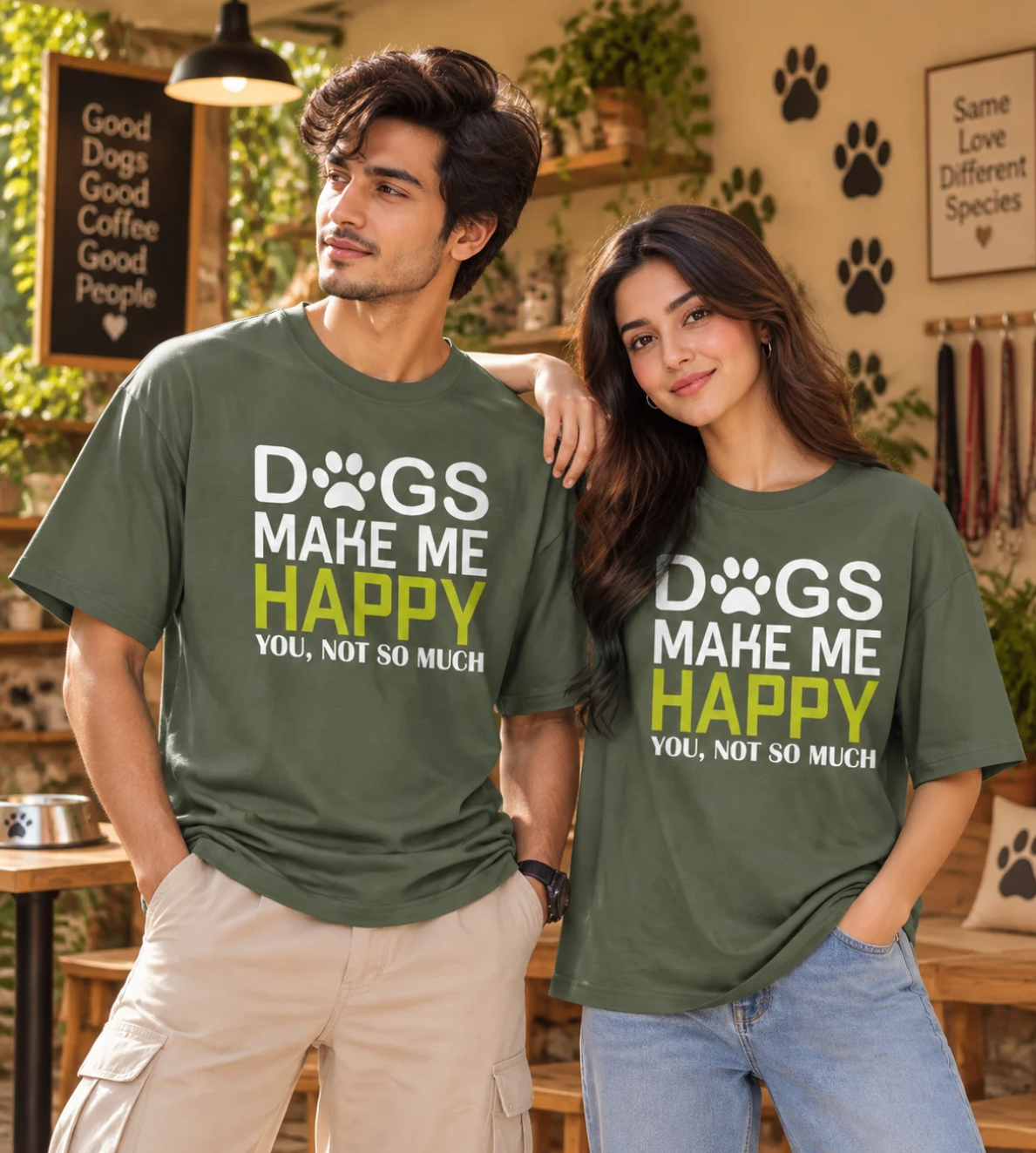 Dogs Make Me Happy (Olive Green)
