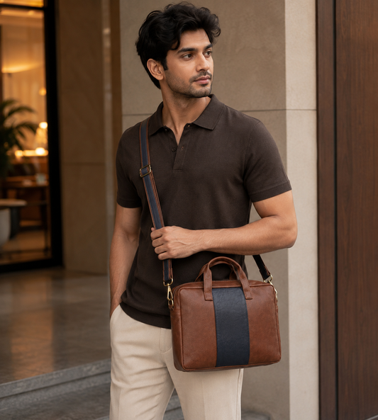 Brown & Blue 14" Laptop Bag