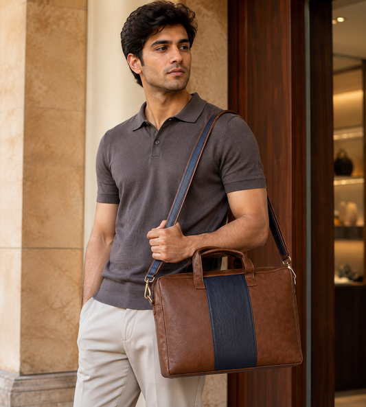 Brown & Blue Laptop Bag