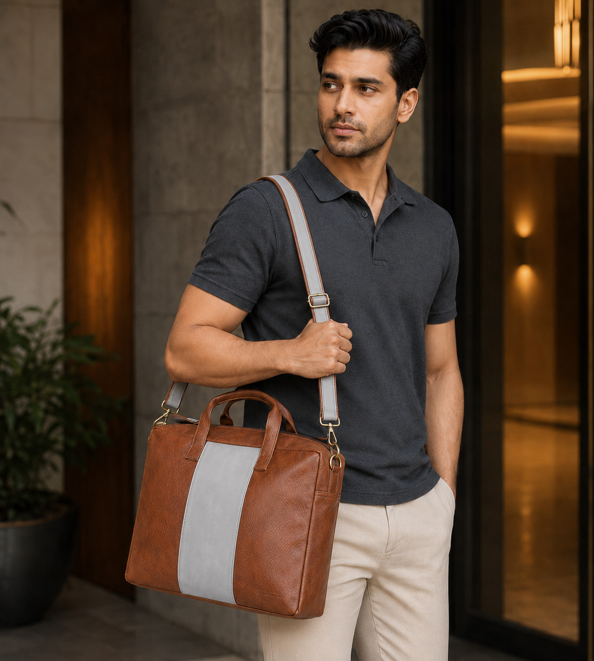 Brown & Grey Laptop Bag
