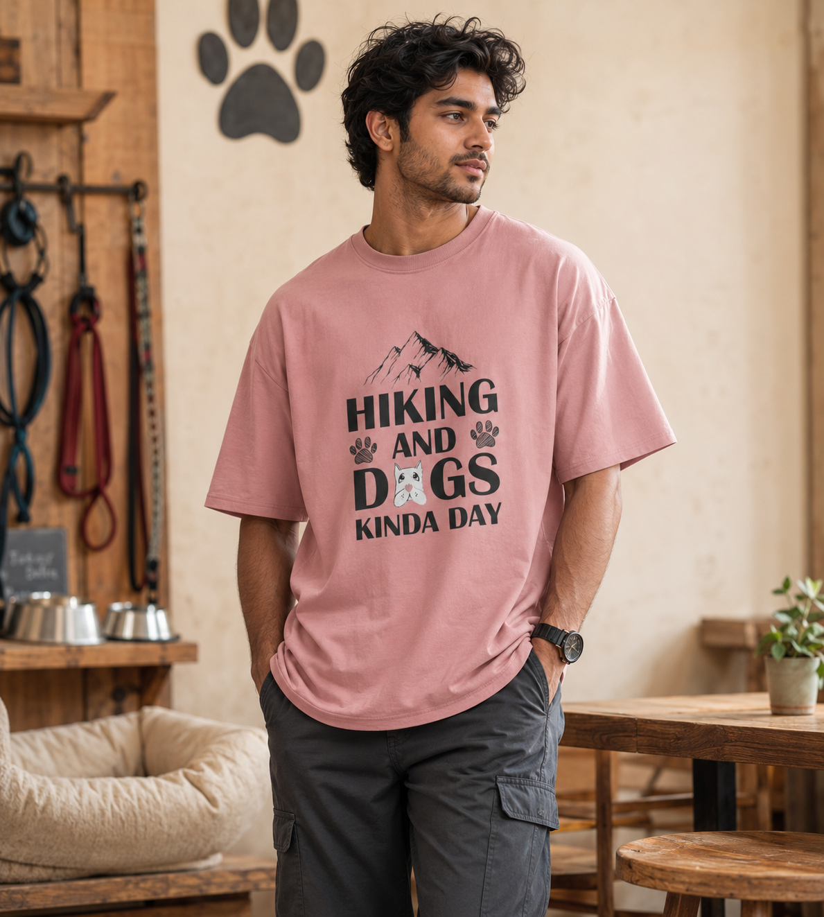 Hiking And Dogs Kinda Day (Pastel Pink)