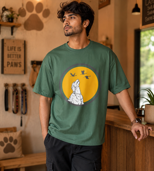 Dog With Birds (Forest Green)
