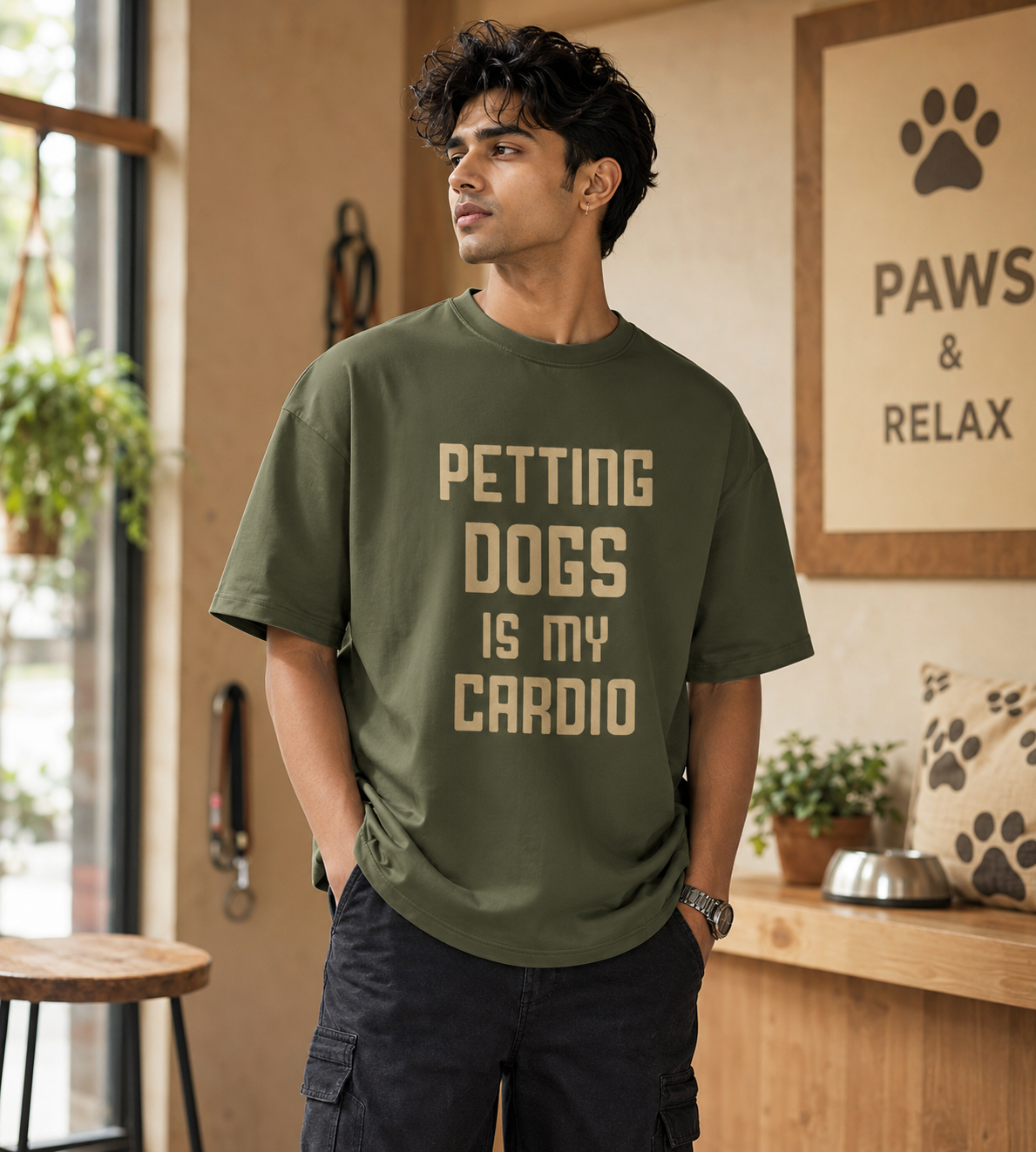 Petting Dogs Is My Cardio (Olive Green)