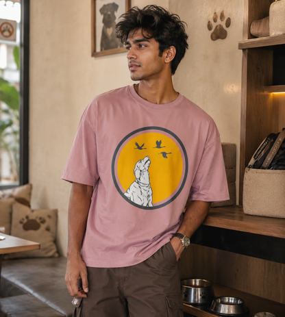 Dog With Birds (Pastel Pink)