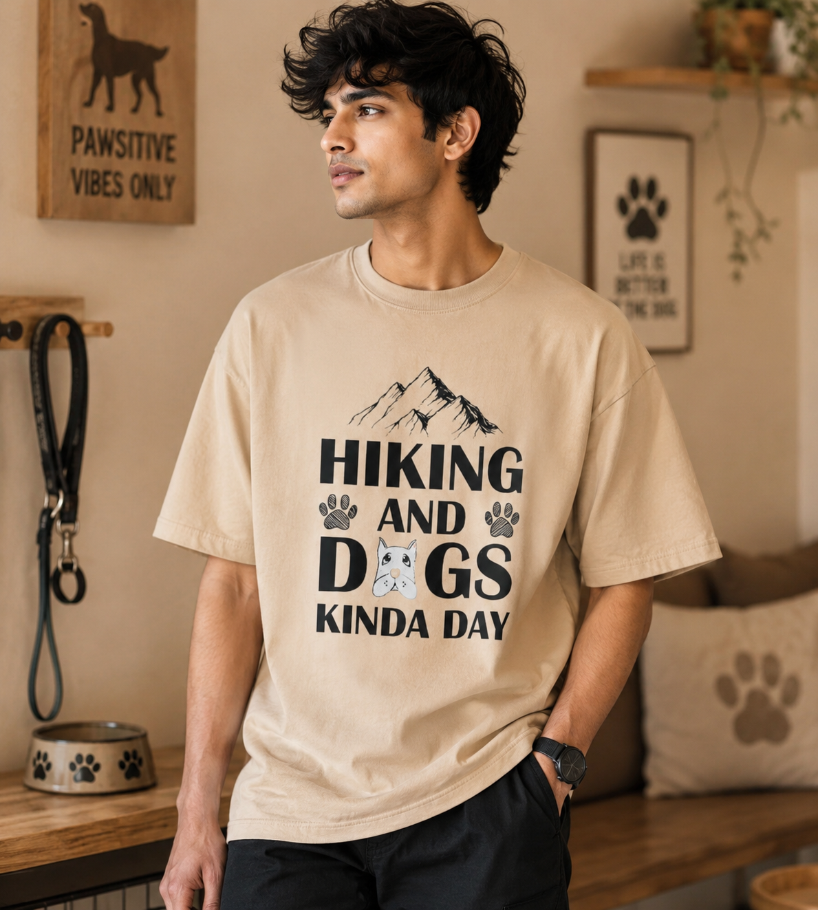Hiking And Dogs Kinda Day (Beige)
