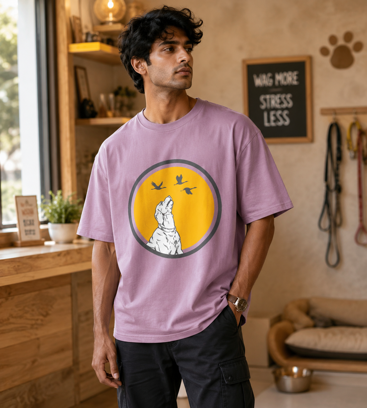 Dog With Birds (Lavender)