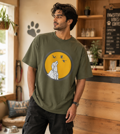 Dog With Birds (Olive Green)