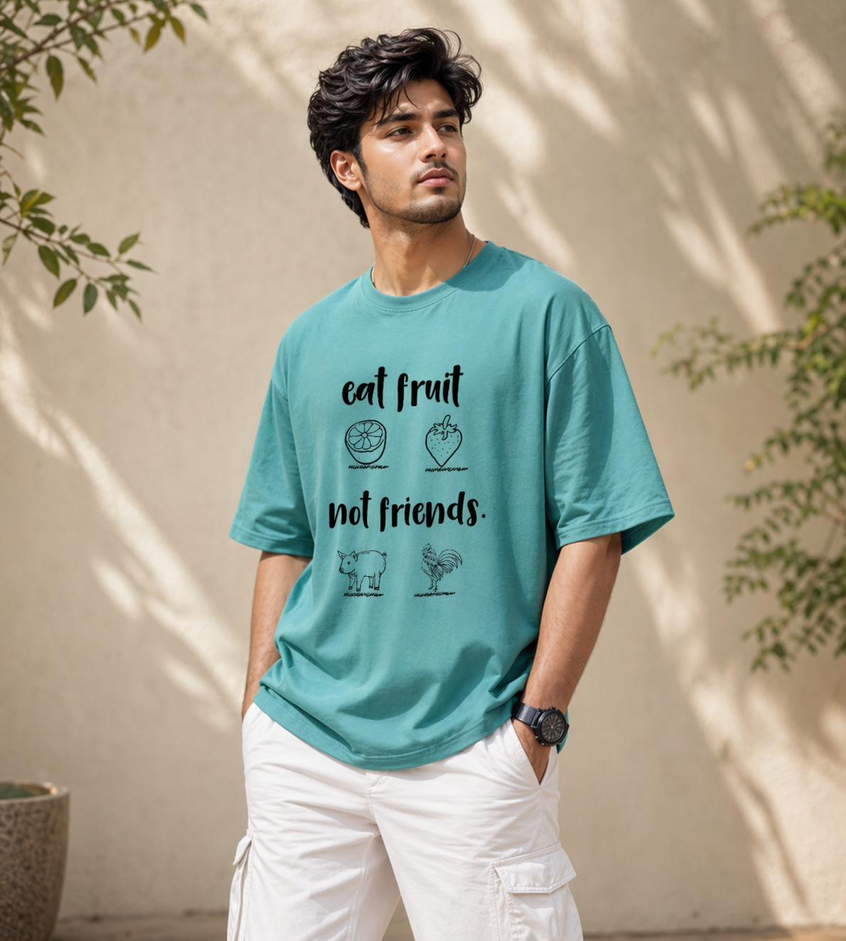 Eat Fruit Not Friends (Dusty Turquoise)