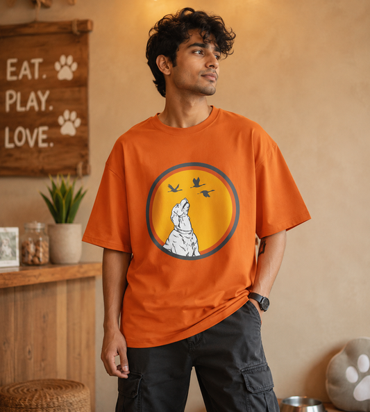 Dog With Birds (Orange)