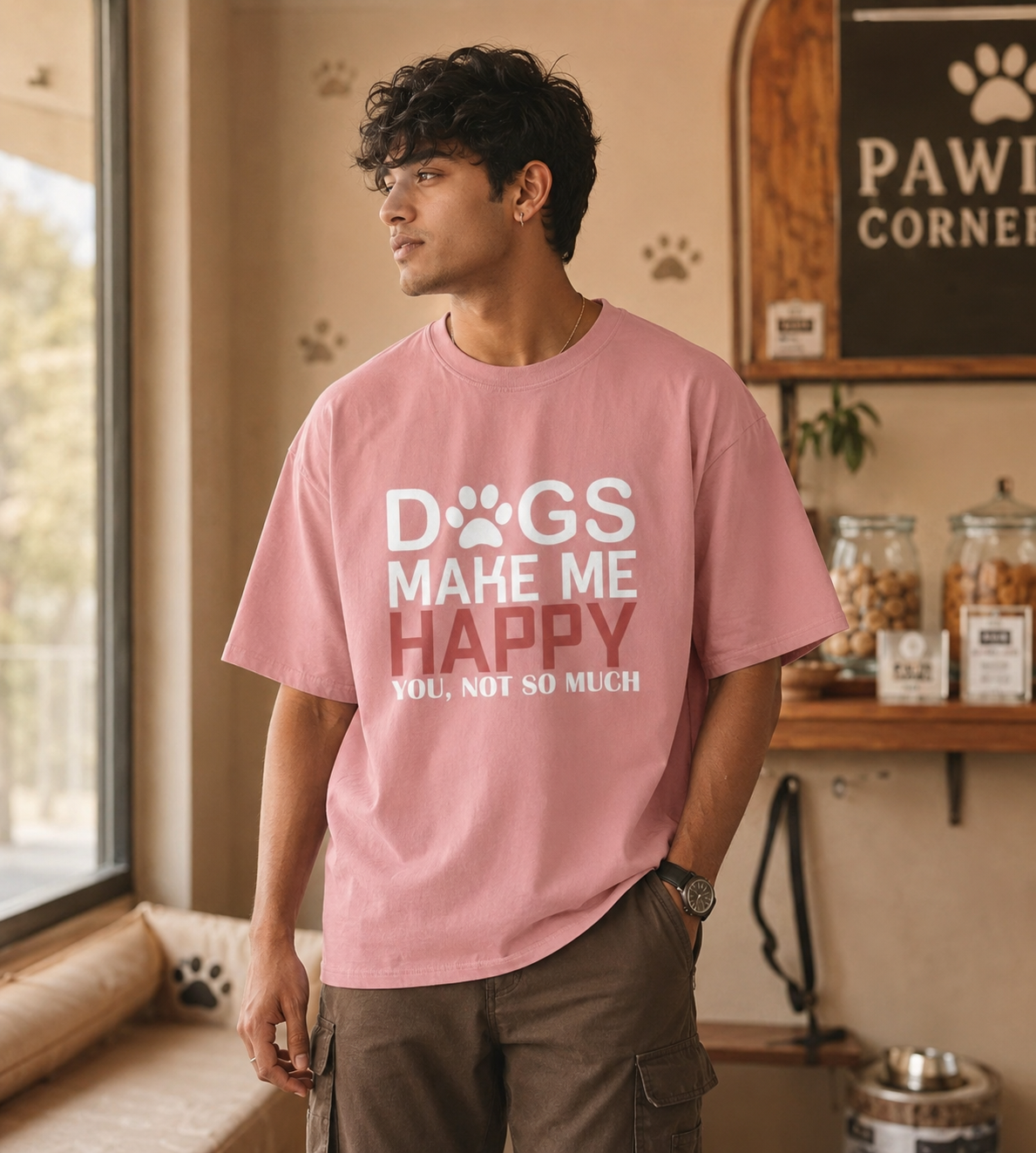 Dogs Make Me Happy (Pastel Pink)