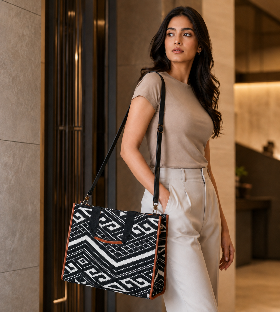 Monochrome Vibes Laptop Tote