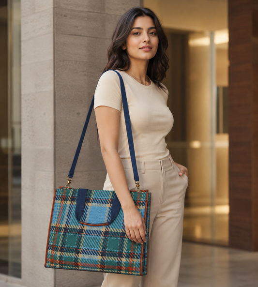 Scottish Checks Laptop Tote