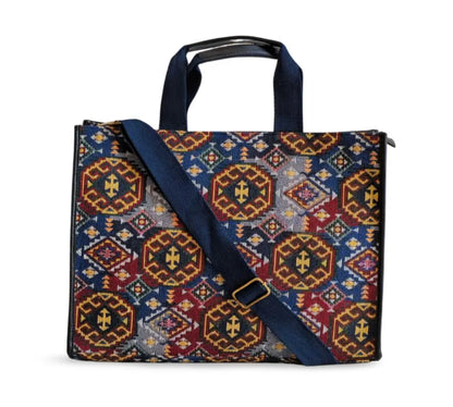 Black & Blue Maroon Laptop Tote