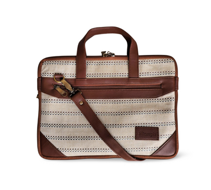 Brown & Cream Expandable 14" Laptop Bag