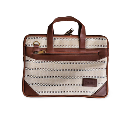 Brown & Cream Expandable 14" Laptop Bag