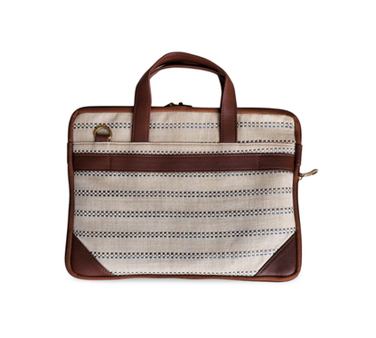 Brown & Cream Expandable 14" Laptop Bag