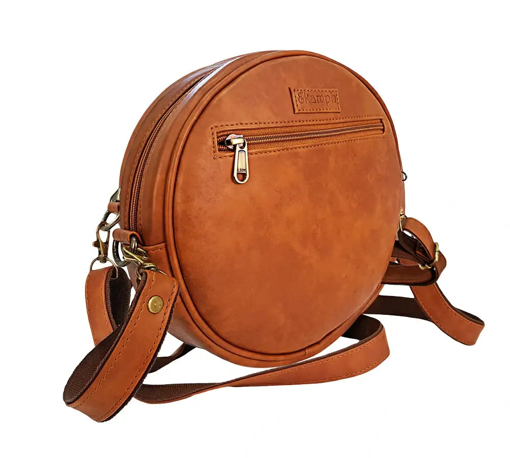 Tan & Peach Round Sling Bag