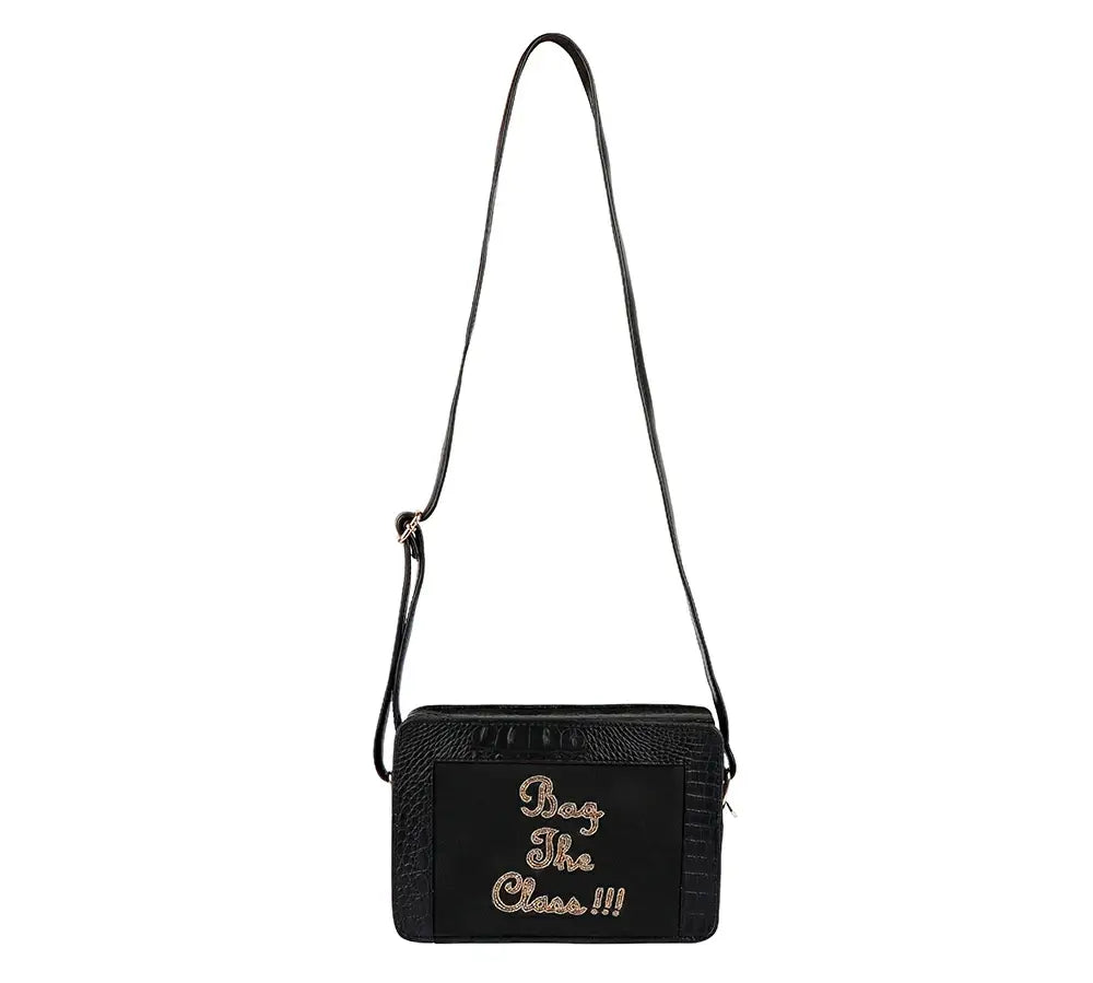 Black & Black "Bag The Class" Croc Box Sling Bag