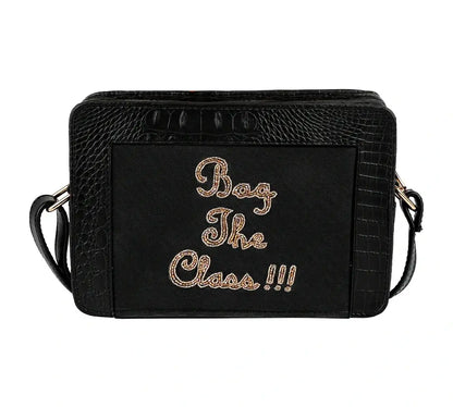 Black & Black "Bag The Class" Croc Box Sling Bag