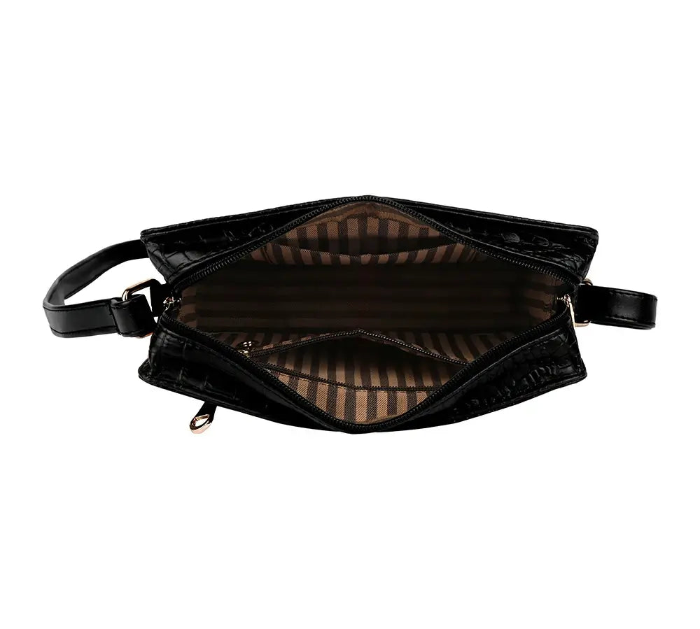 Black & Black "Bag The Class" Croc Box Sling Bag