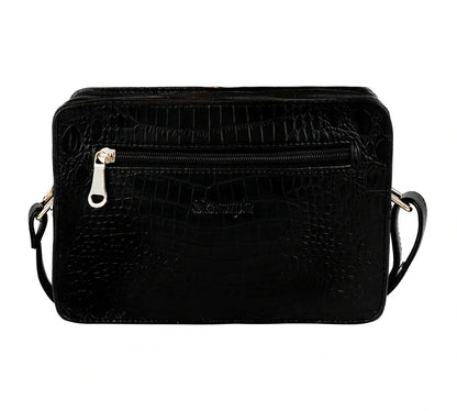Black & Black "Main Apni Favourite Hoon" Croc Box Sling Bag