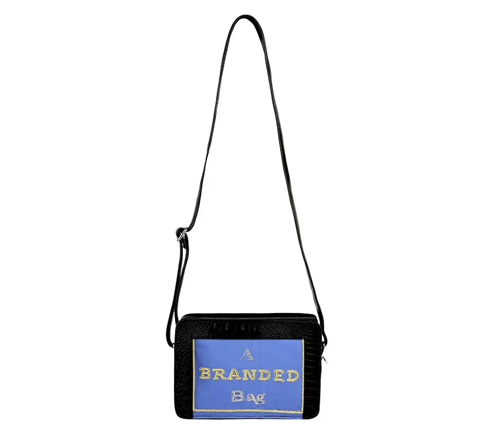Black & Blue "A Branded Bag" Croc Box Sling Bag