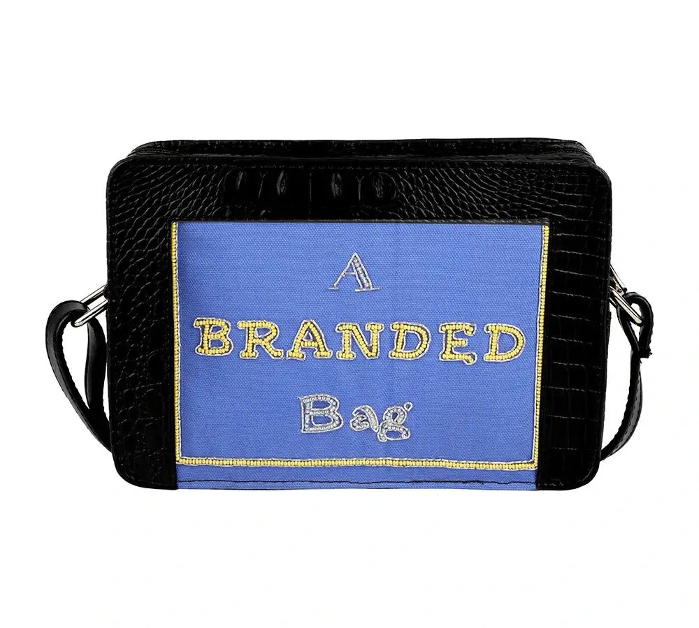 Black & Blue "A Branded Bag" Croc Box Sling Bag