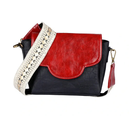 Blue & Red Flap Sling Bag