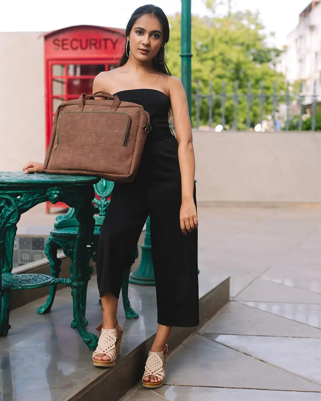 Suede Computer Backpack Brown Suede & Green Suede Laptop Bag – Ekamph