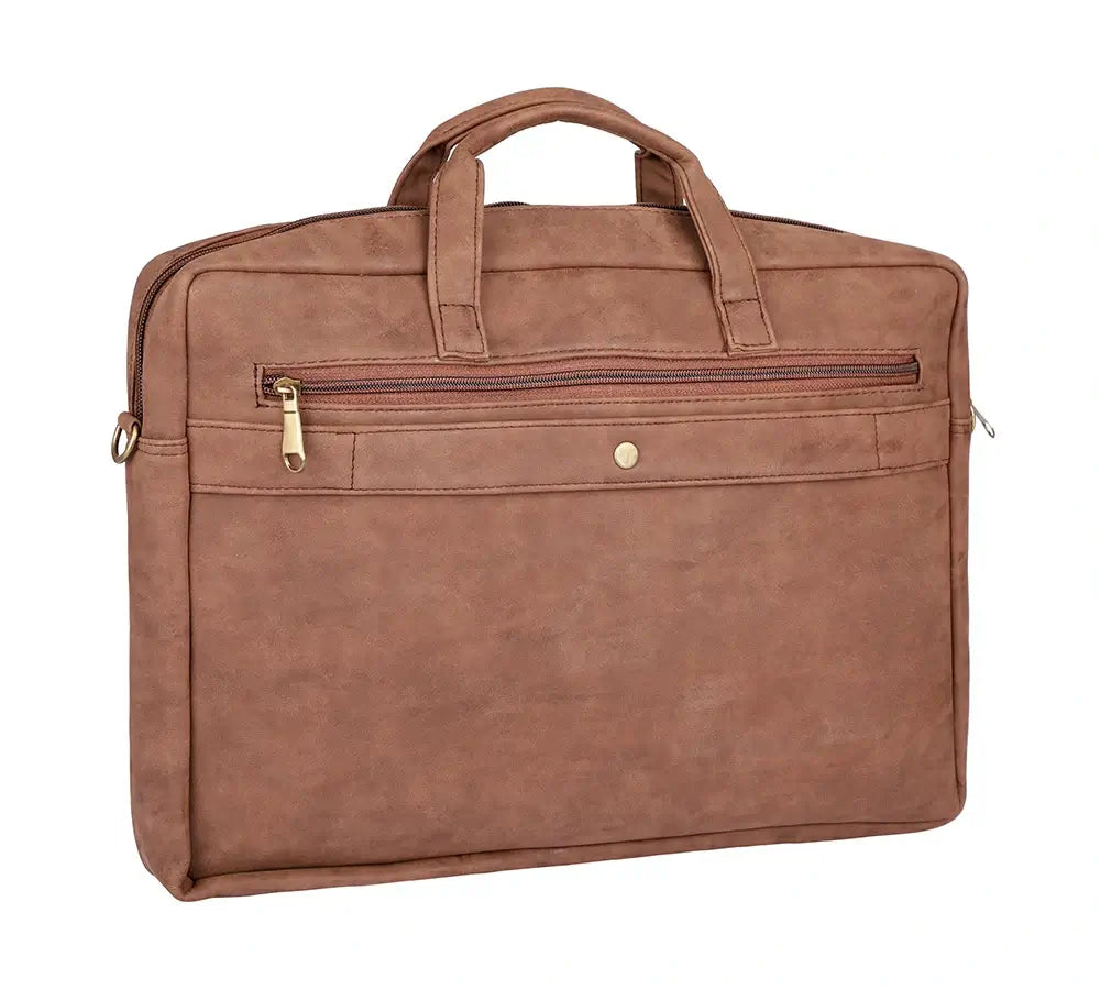 Brown Suede & Green Suede Laptop Bag