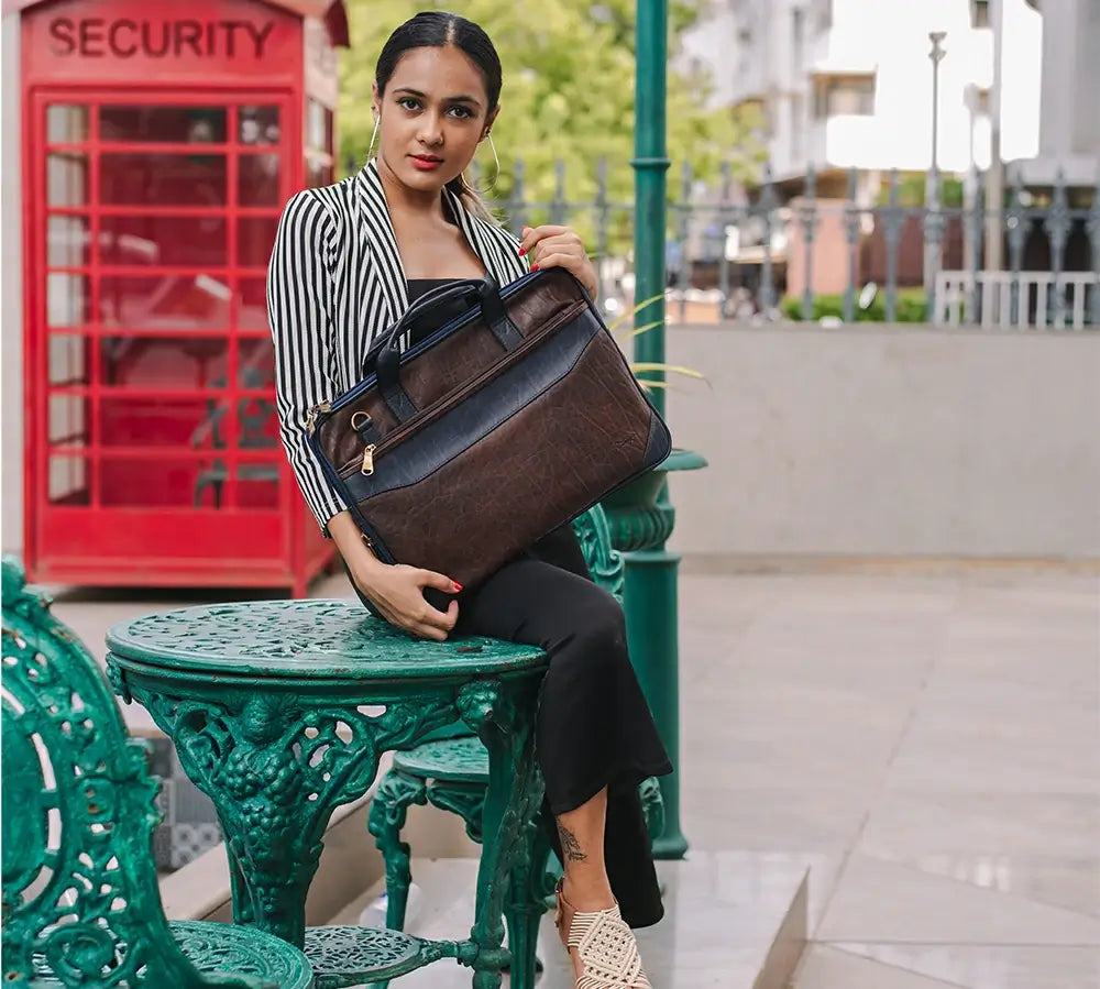 Brown & Blue Expandable Backpack Laptop Bag