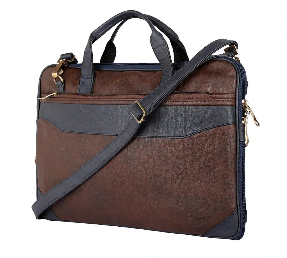 Brown & Blue Expandable Backpack Laptop Bag