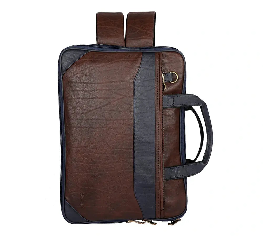 Brown & Blue Expandable Backpack Laptop Bag