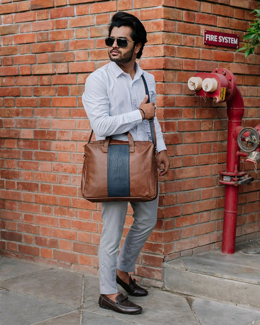 Brown & Blue Laptop Bag