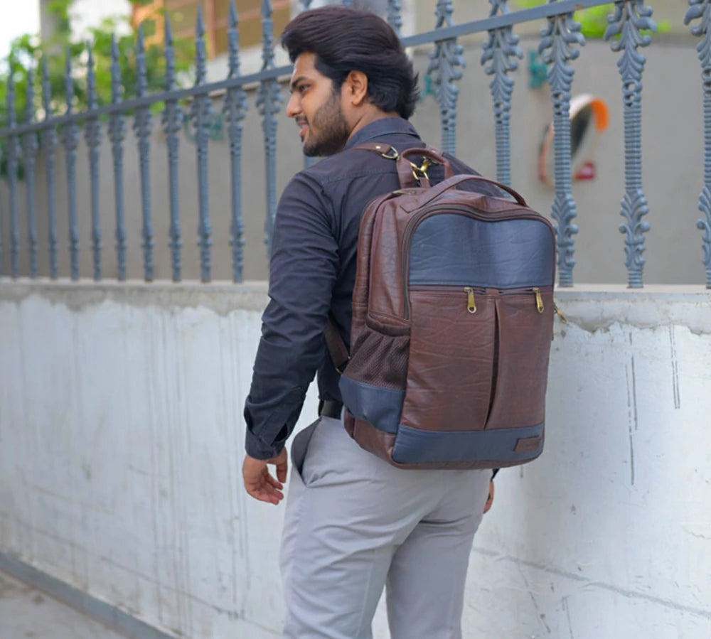 Brown & Blue Detachable Laptop Bag