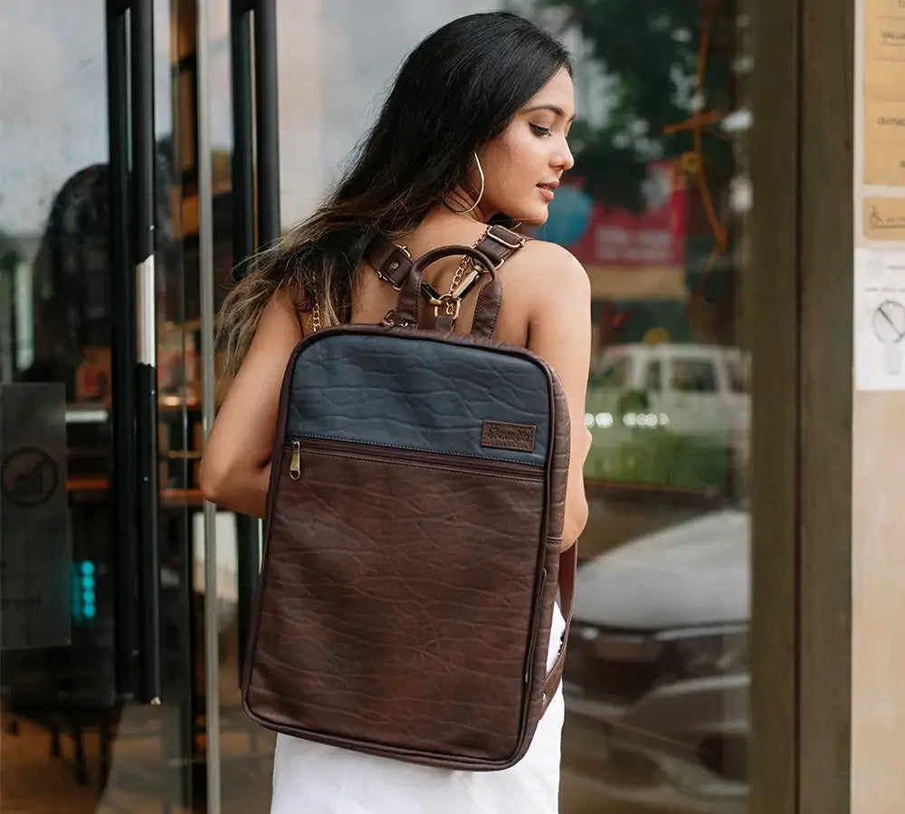 Brown & Blue Detachable Laptop Bag